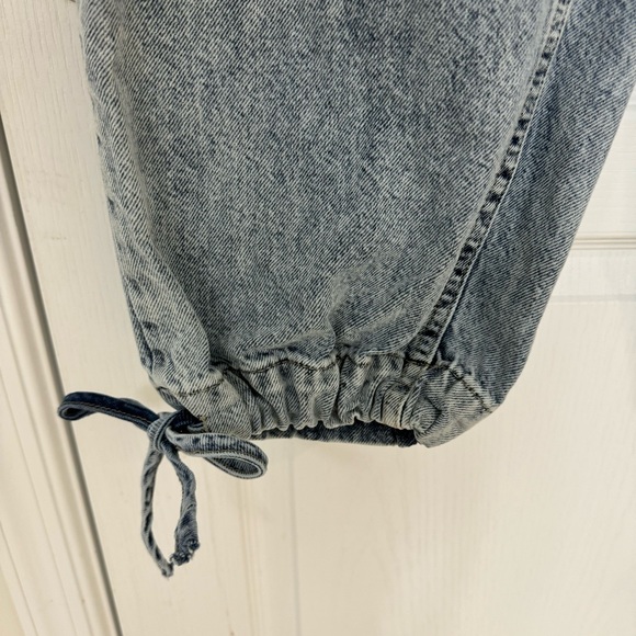 Boohoo Blue Tie Cuff Mid Blue Denim Jogger - Picture 8 of 8